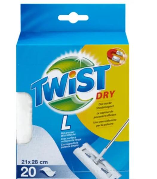 Twist Dry L Recharge Lingettes pour sol 20 pièces Microfibre électrostatique